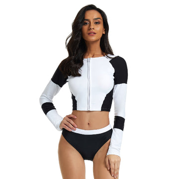 Long Sleeve Surfing Suit for Women Zipper Swimsuit